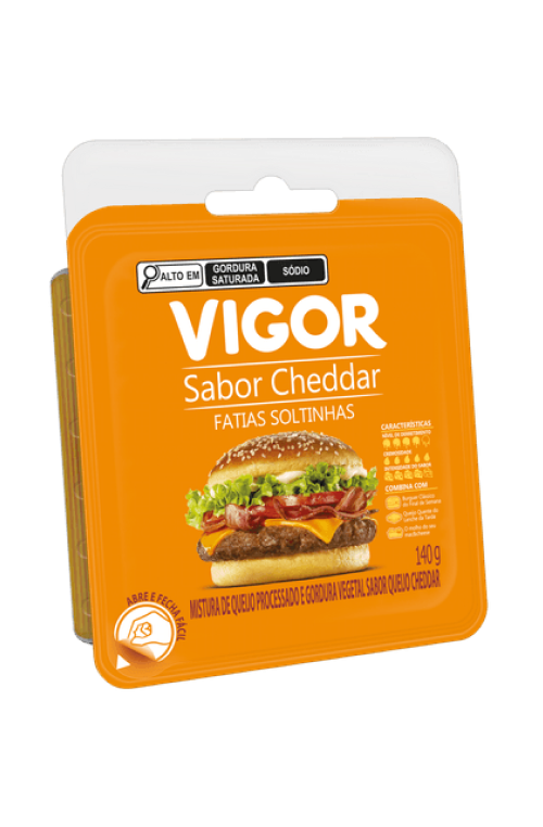 Queijo Processado Fatiado Cheddar Vigor – 18x140g (45913)