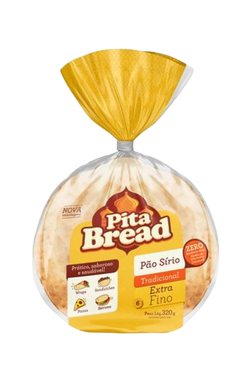 Pão Sírio Extra Fino Pita Bread 320g
