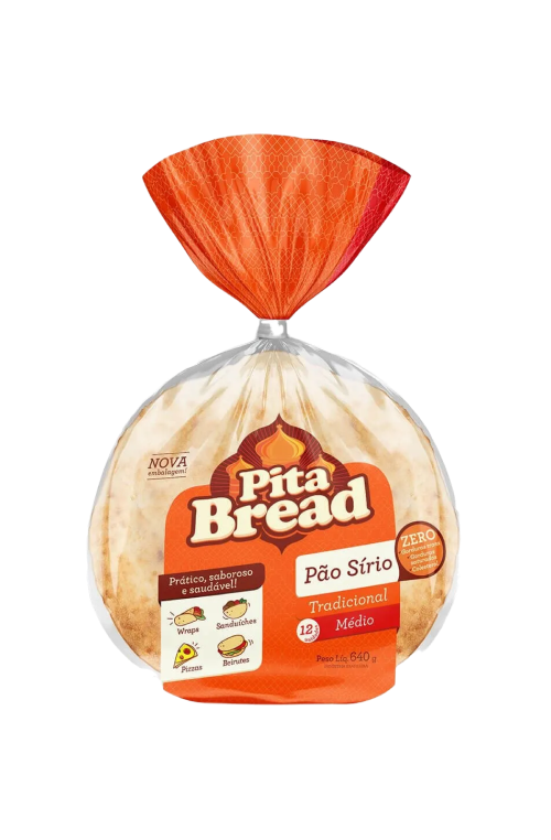 Pão Sírio Médio Pita Bread 12 Unidades 640g