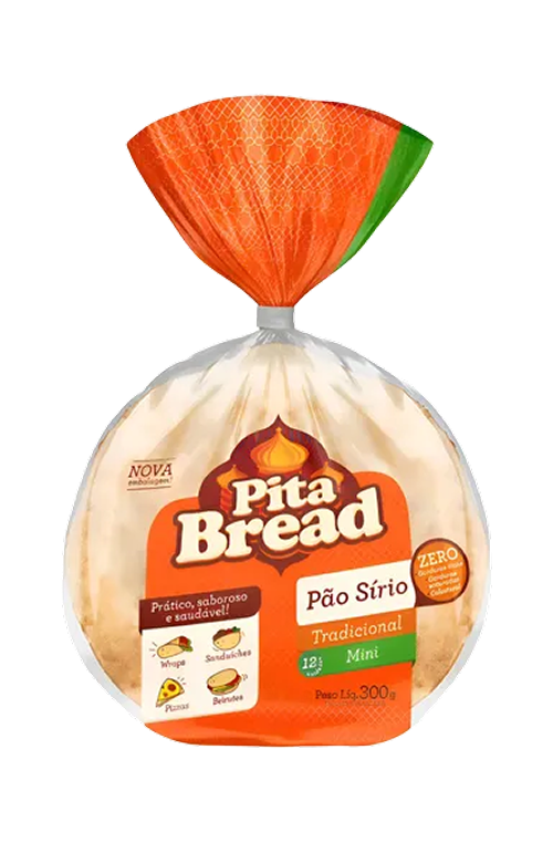 Pão Sírio Mini Pita Bread 12 Unidades 300g