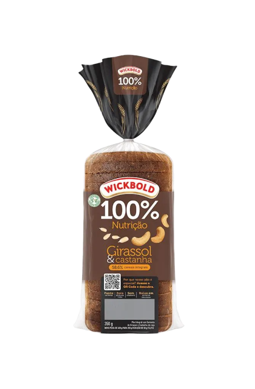 Pão 100% Nutrição Girassol e Castanha Wickbold 350g