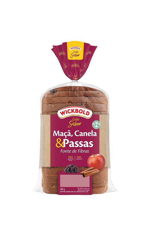 Pão Grão Sabor Maçã, Canela e Passas Wickbold 450g
