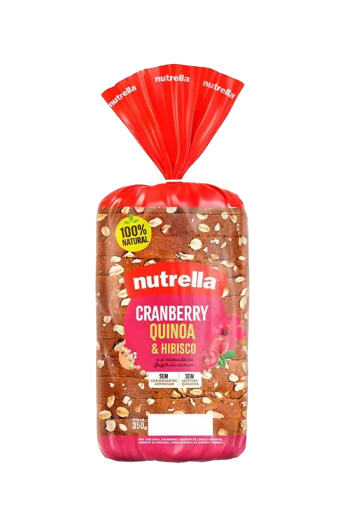 Pão Grão Sabor Cranberry, Quinoa e Hibisco Quadrado Wickbold 350g