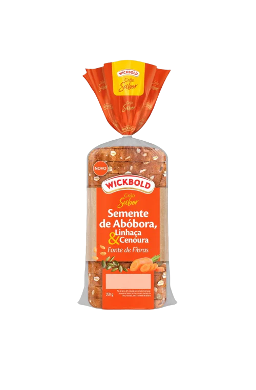 Pão Grão Sabor Abóbora, Linhaça e Cenoura Quadrado Wickbold 350g