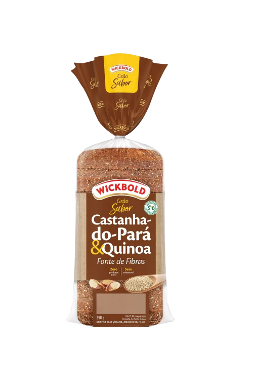 Pão Grão Sabor Castanha e Quinoa Quadrado Wickbold 350g