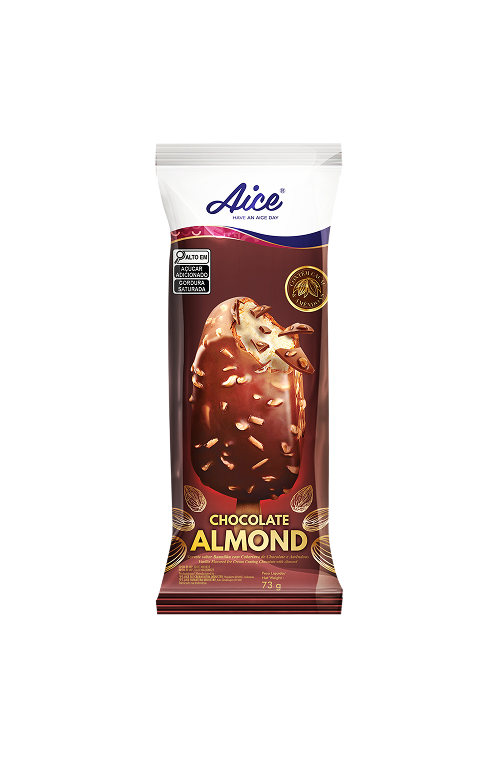 Aice Chocolate Almond Stick Sorvete Picolé de Amêndoa 73g