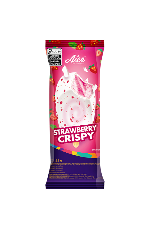 Aice Strawberry Crispy Stick Sorvete Picolé Crocante de Morango 55g