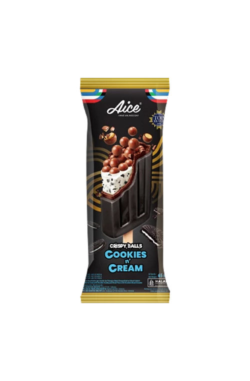 Aice Crispy Balls Cookies & Cream Sorvete de Bolinhas Crocantes e Creme 65g