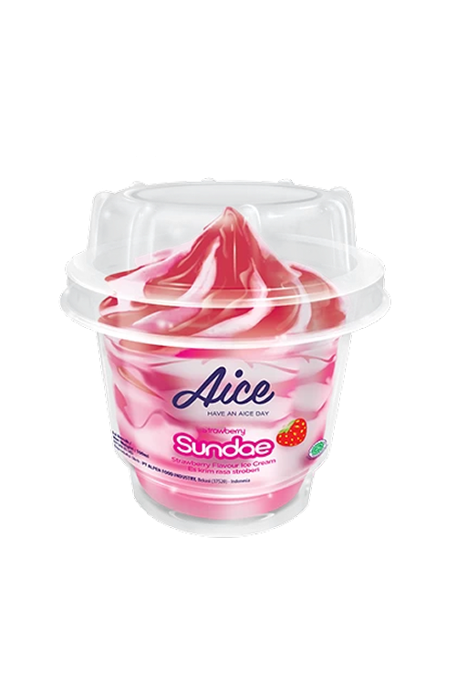 Aice Strawberry Sundae Sorvete Sundae de Morango Copo 90g