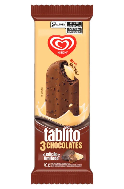 Sorvete Kibon Tablito 3 Choc 24x72ml/61g